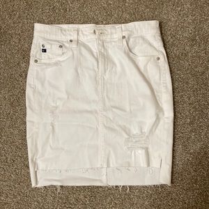 NWT Adriano Goldschmied White Pencil Denim Skirt Distressed 27